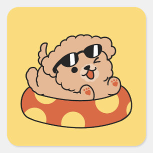 Adesivo Quadrado Cachorro de Verão legal flutuante - Festa de Pisci