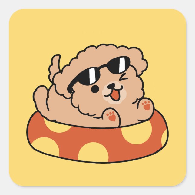 Adesivo Quadrado Cachorro de Verão legal flutuante - Festa de Pisci (Frente)