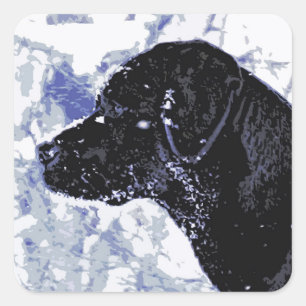Adesivo Quadrado Cachorro do Retriever Labrador Preto