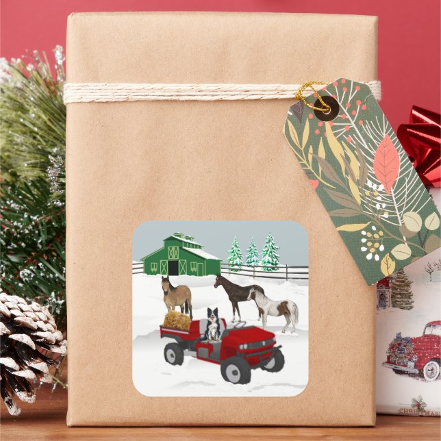 Adesivo Quadrado Cachorro e Pano Vermelho, Fazenda Ocidental, Ranhu (Feriado)