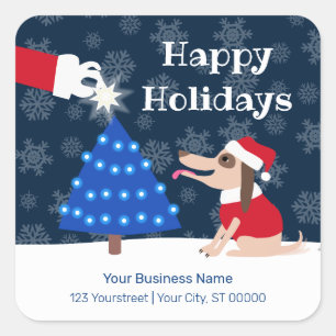 Adesivo Quadrado Cachorro e Papais noeis de Natal de Pet Business