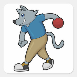 Adesivo Quadrado Cachorro em Boliches com Bola de boliche