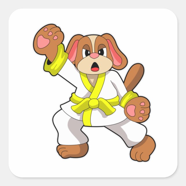 Adesivo Quadrado Cachorro em Karate Martial Artes (Frente)