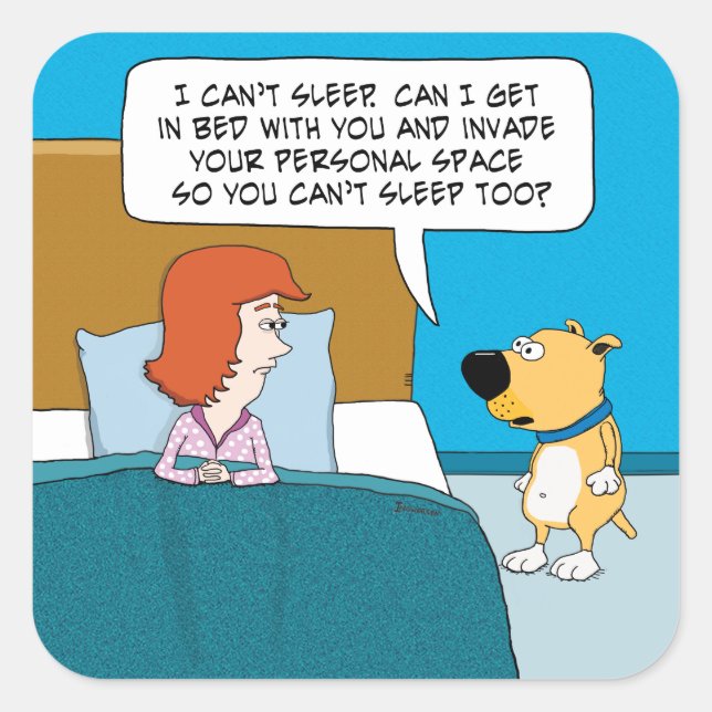 Adesivo Quadrado Cachorro engraçado e bonito quer invadir seu espaç (Frente)