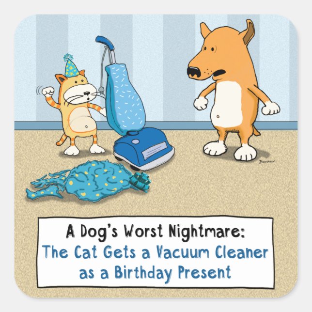 Adesivo Quadrado Cachorro Engraçado e Cachorro (Frente)