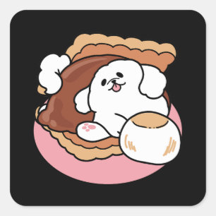 Adesivo Quadrado Cachorro Engraçado e Design de S'more – Pun para A