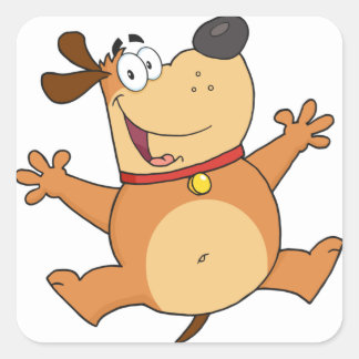 Adesivo Quadrado Cachorro Feliz