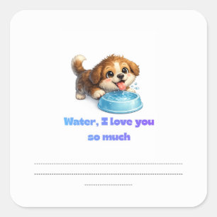 Adesivo Quadrado Cachorro Feliz e Fofo Amante de Água Design Inspir