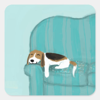 Adesivo Quadrado Cachorro Feliz - Gaiola Fresca Dormindo | Arte Pet