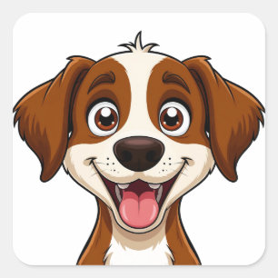 Adesivo Quadrado Cachorro Feliz Para Amantes de Cães e Pais de Cach