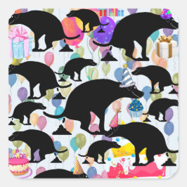 Adesivo Quadrado Cachorro festa de aniversário Pooping