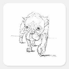 Adesivo Quadrado Cachorro francês fofo, Ilustração de cachorro