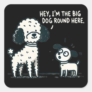 Adesivo Quadrado Cachorro Grande Por Aqui - Cartoon De Poodle, Cach