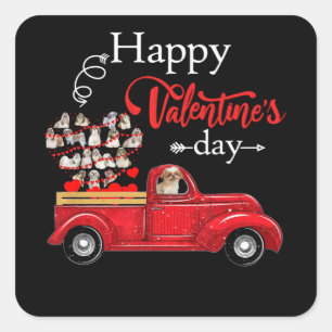 Adesivo Quadrado Cachorro Happly Valentine Day Shih Tzu