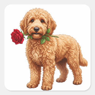 Adesivo Quadrado Cachorro Labradoodle Fofo