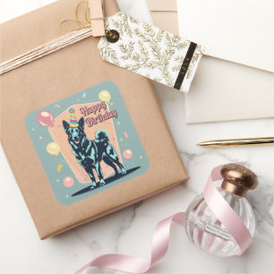 Adesivo Quadrado Cachorro Malinois Belga Colorida