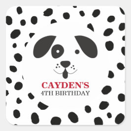 Adesivo Quadrado Cachorro Mancha Preta Dalmata Aniversário