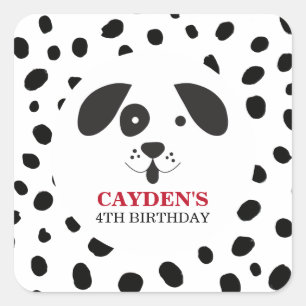 Adesivo Quadrado Cachorro Mancha Preta Dalmata Aniversário