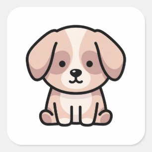 Adesivo Quadrado Cachorro Minimalista Equilibrado – Ilustração Mode