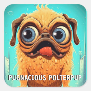 Adesivo Quadrado Cachorro Monstro Engraçado: Polterpup Pugnaciona