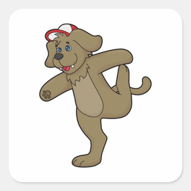 Adesivo Quadrado Cachorro na Malhação de Yoga (Frente)