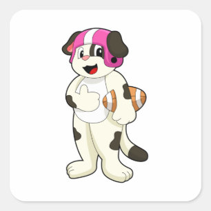 Adesivo Quadrado Cachorro no Futebol