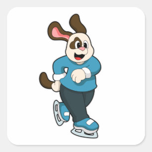 Adesivo Quadrado Cachorro no gelo com skates de gelo