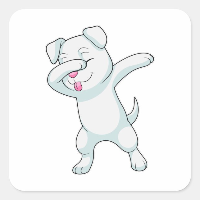 Adesivo Quadrado Cachorro no laboratório de dança de salto (Frente)