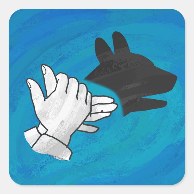 Adesivo Quadrado Cachorro Sombra em Azul (Frente)