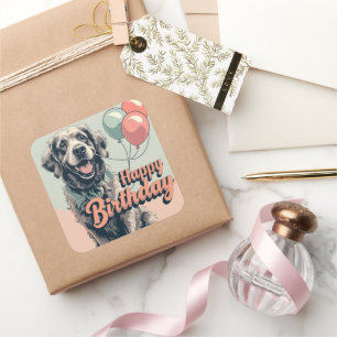 Adesivo Quadrado Cachorro Terrier de Baía Chesapeake Colorida