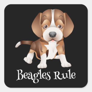 Adesivo Quadrado Cachorros Beagles Fofos Reinam Cartoon Amante de C