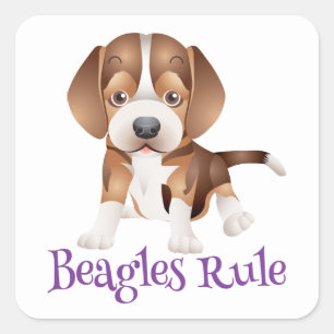 Adesivo Quadrado Cachorros Beagles Fofos Reinam Cartoon Amante de C