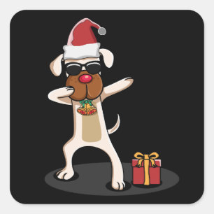 Adesivo Quadrado Cachorros Cachorros Cachorros Santa Claus Feliz En