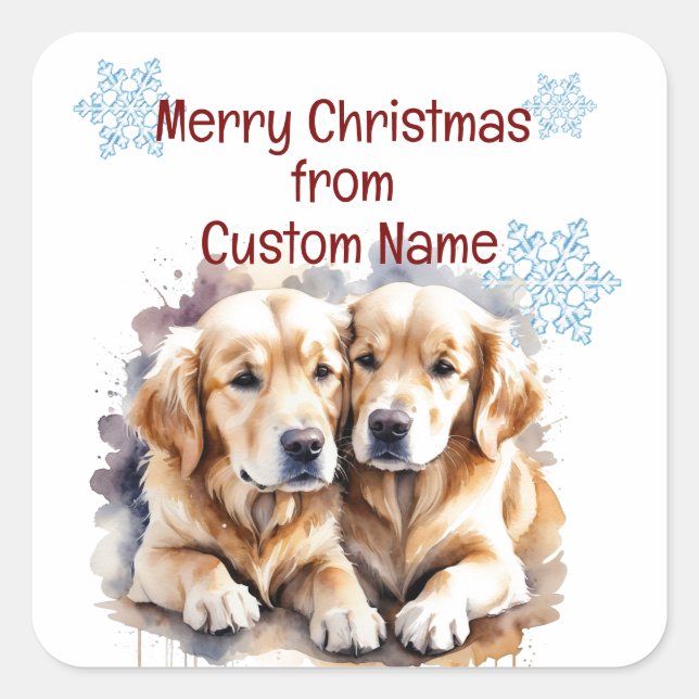 Adesivo Quadrado Cachorros de Papoila-de-Natal Cute Personalizam (Frente)