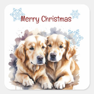 Adesivo Quadrado Cachorros de Papoila-de-Natal Cute Personalizam