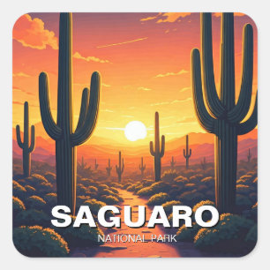 Adesivo Quadrado Cactos no Parque Nacional de Saguaro Souvenir
