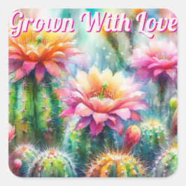 Adesivo Quadrado Cactos Suculentos de Flutuação de Aquarelas