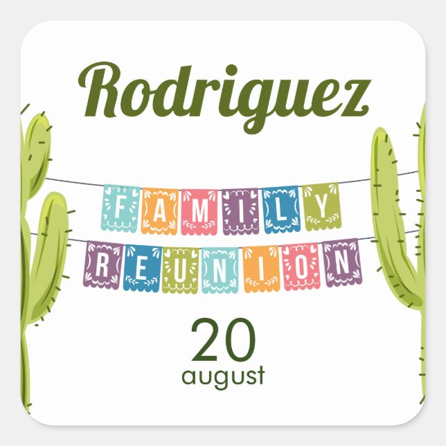 Adesivo Quadrado Cactus e Papel Picado Garland Texas (Frente)