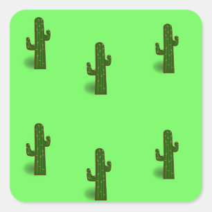 Adesivo Quadrado Cactus em verde-claro