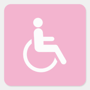 Adesivo Quadrado Cadeira de Rodas Rosa – Conscientização sobre Aces