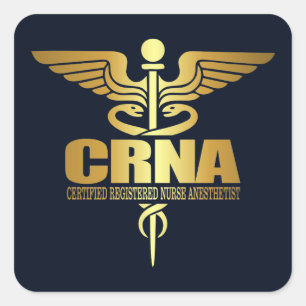 Adesivo Quadrado Caduceus Dourado (CRNA)