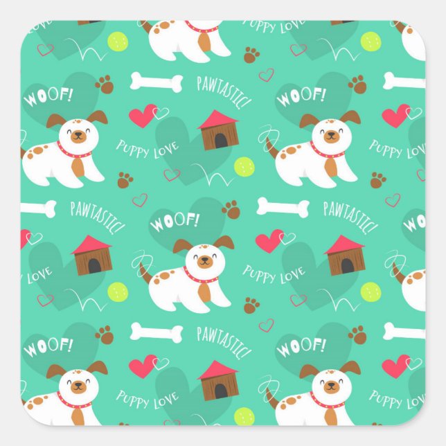 Adesivo Quadrado Cães Bons E Palavras (Frente)