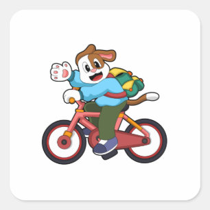 Adesivo Quadrado Cães com Bicicleta