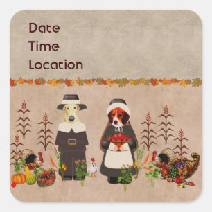 Adesivo Quadrado Cães de Ação de Graças