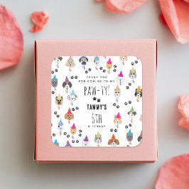 Adesivo Quadrado Cães de Festa de Aniversário Muito Bons