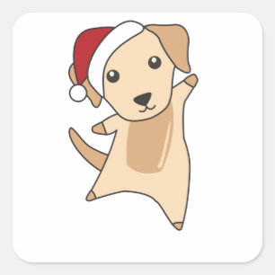Adesivo Quadrado Cães de inverno de Neve de Natal Labrador