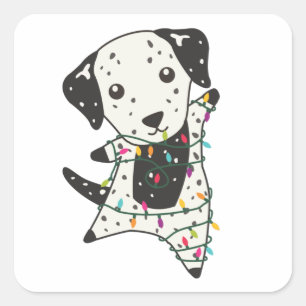 Adesivo Quadrado Cães de Natal Dalmáticos Cães de inverno Cães de i