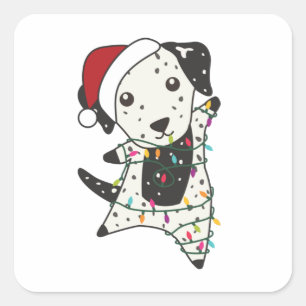 Adesivo Quadrado Cães de Natal Dalmáticos Cães de inverno Cães de i