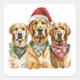 Adesivo Quadrado Cães de varejo de Ouro de Natal