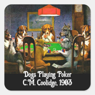 Adesivo Quadrado Cães Jogando Poker